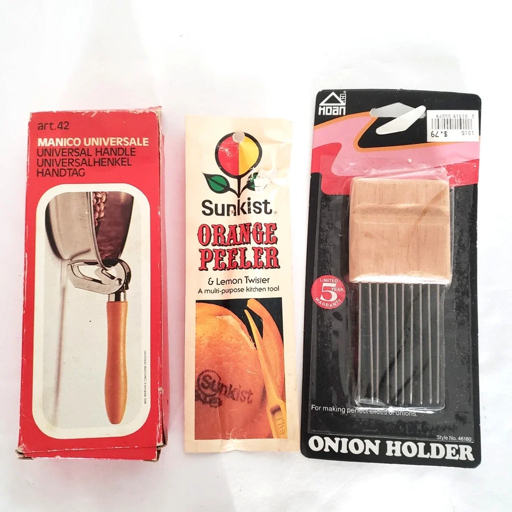 NEW!! (12) Vintage Kitchen Accessory Tools Sunkist Citrus Peeler Pot Handle Can